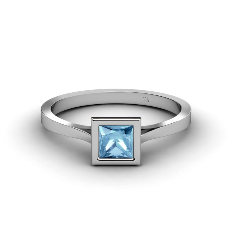 Elcie Princess Cut Blue Topaz Solitaire Engagement Ring 