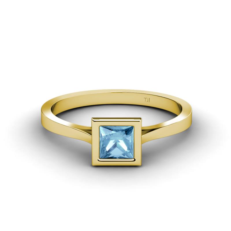 Elcie Princess Cut Blue Topaz Solitaire Engagement Ring 