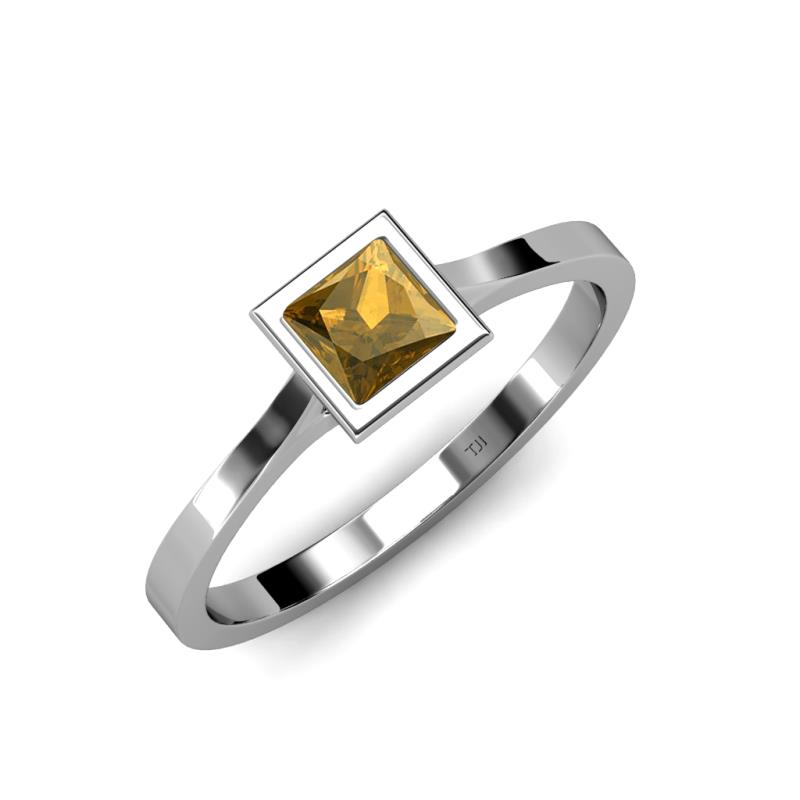 Elcie Princess Cut Citrine Solitaire Engagement Ring 