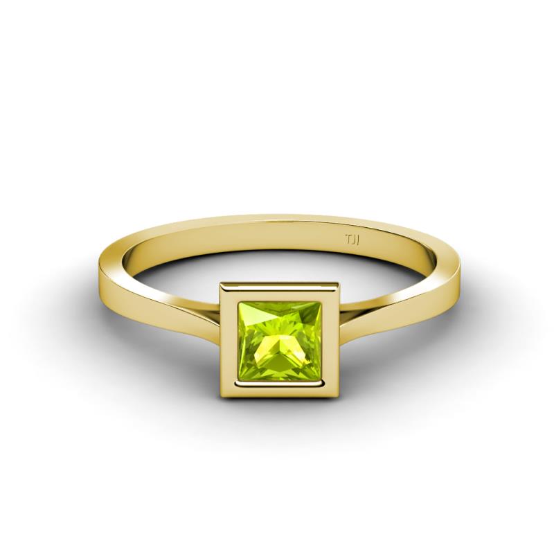 Elcie Princess Cut Peridot Solitaire Engagement Ring 