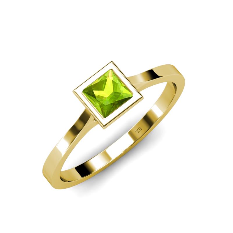 Elcie Princess Cut Peridot Solitaire Engagement Ring 