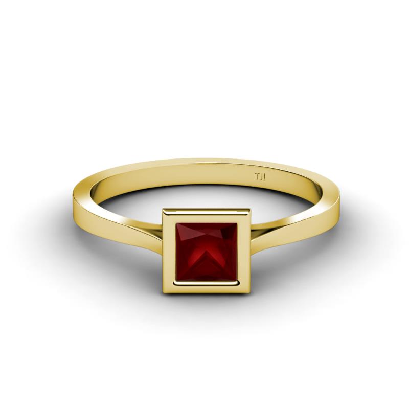 Elcie Princess Cut Red Garnet Solitaire Engagement Ring 