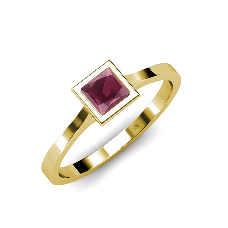 Elcie Princess Cut Rhodolite Garnet Solitaire Engagement Ring 