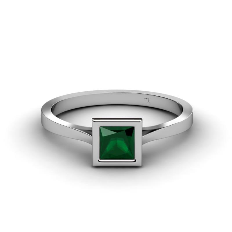 Elcie Princess Cut Lab Created Emerald Solitaire Engagement Ring 