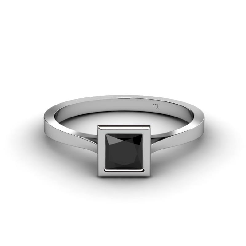 Elcie Princess Cut Black Diamond Solitaire Engagement Ring 