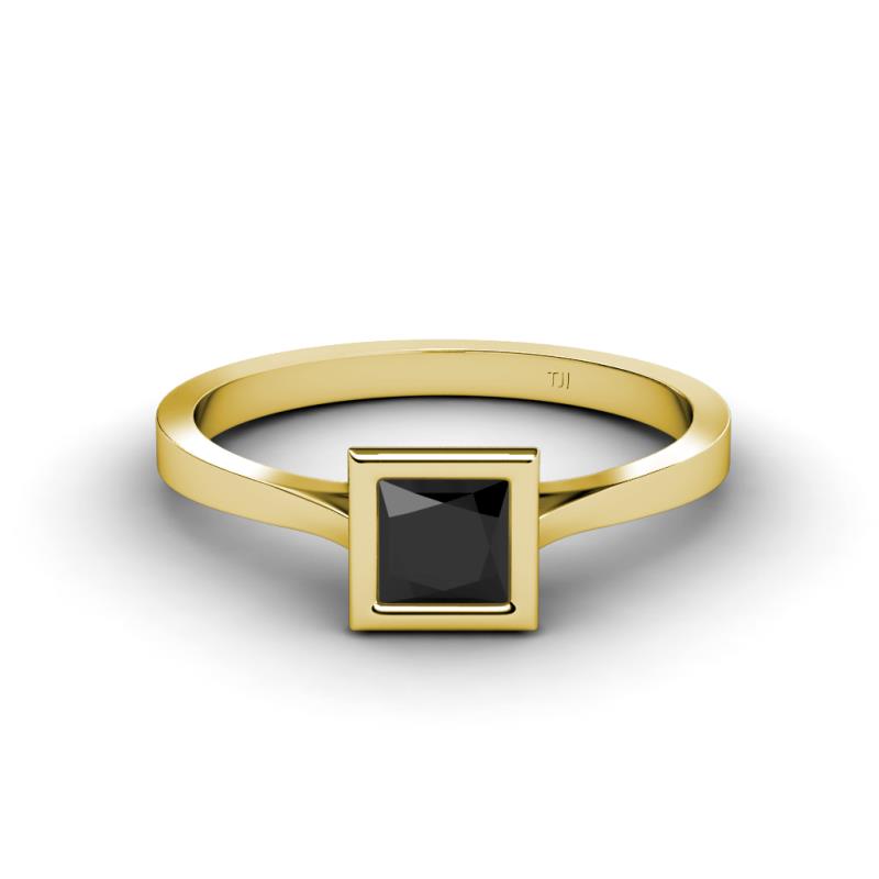 Elcie Princess Cut Black Diamond Solitaire Engagement Ring 