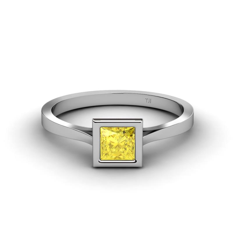 Elcie Princess Cut Lab Created Yellow Sapphire Solitaire Engagement Ring 