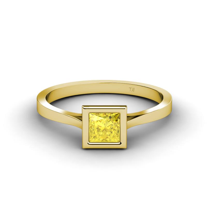 Elcie Princess Cut Lab Created Yellow Sapphire Solitaire Engagement Ring 