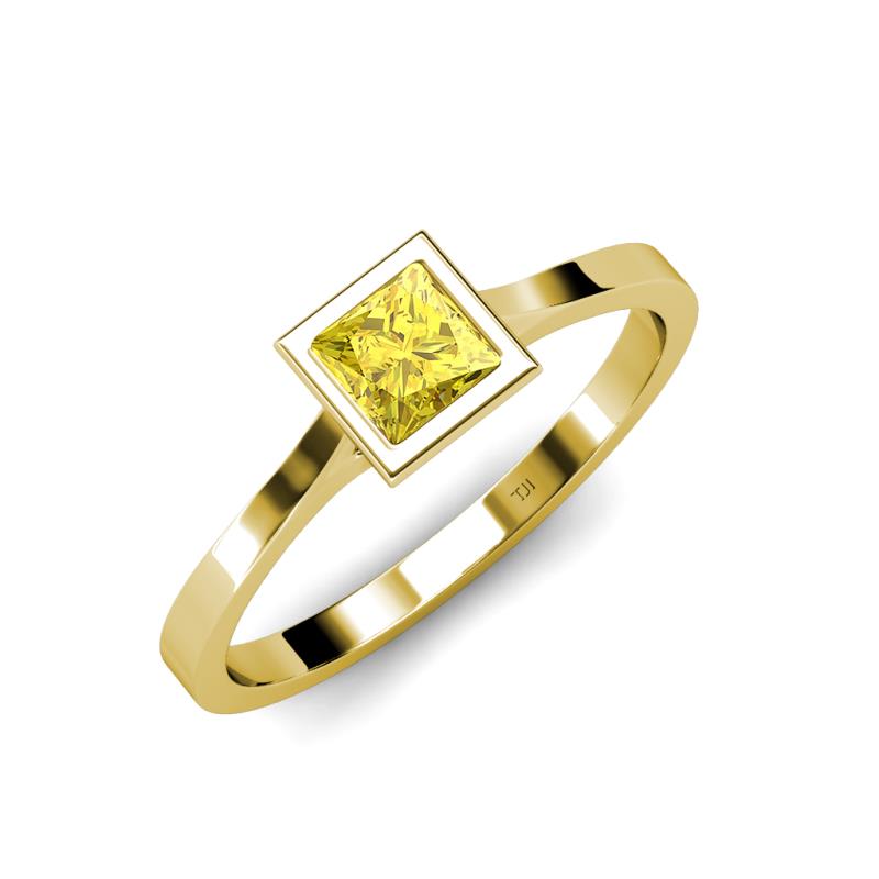 Elcie Princess Cut Lab Created Yellow Sapphire Solitaire Engagement Ring 