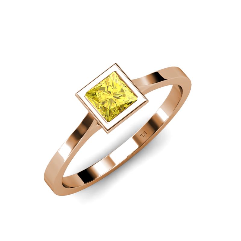 Elcie Princess Cut Lab Created Yellow Sapphire Solitaire Engagement Ring 