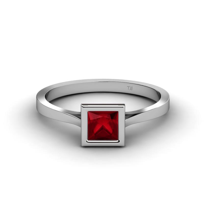 Elcie Princess Cut Lab Created Ruby Solitaire Engagement Ring 