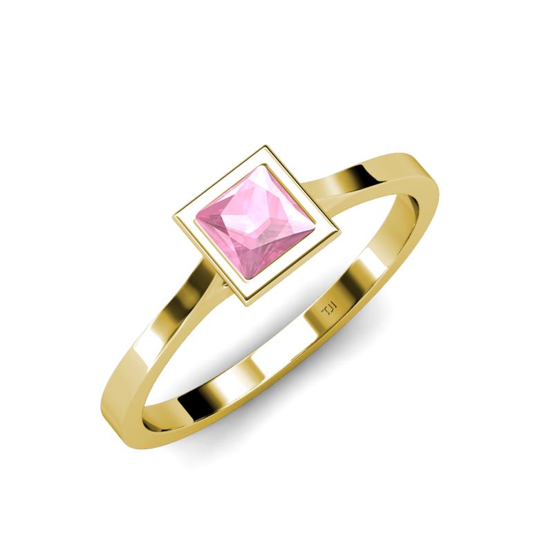 Elcie Princess Cut Pink Tourmaline Solitaire Engagement Ring 