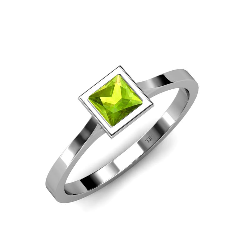 Elcie Princess Cut Peridot Solitaire Engagement Ring 