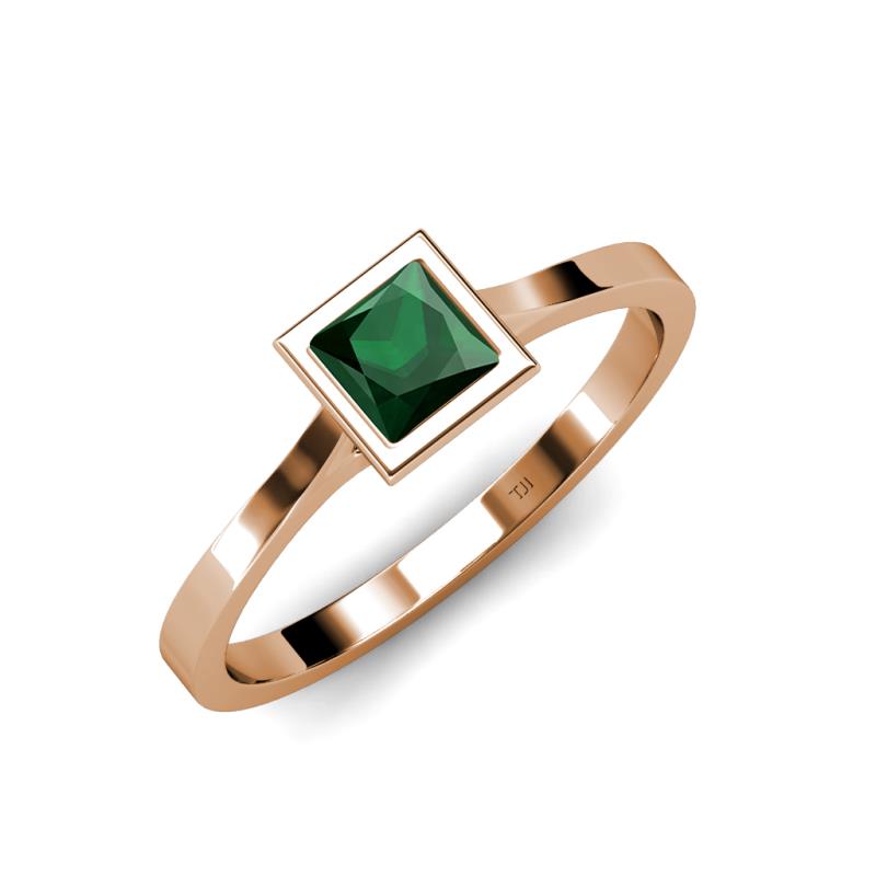 Elcie Princess Cut Lab Created Emerald Solitaire Engagement Ring 