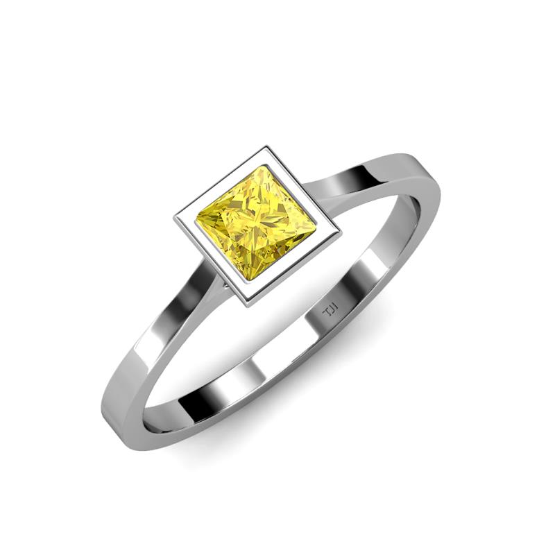 Elcie Princess Cut Lab Created Yellow Sapphire Solitaire Engagement Ring 