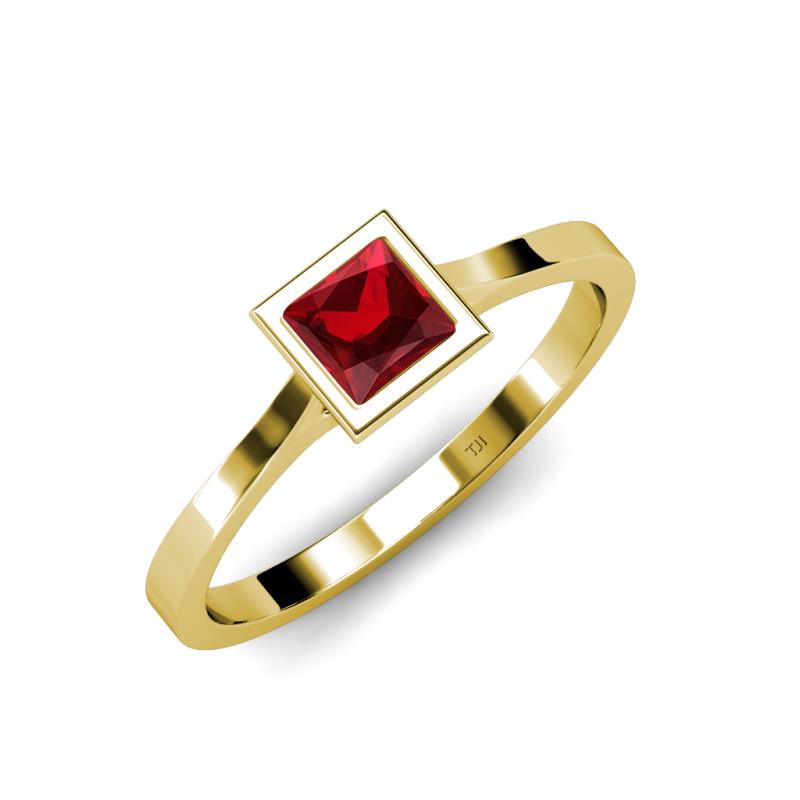 Elcie Princess Cut Lab Created Ruby Solitaire Engagement Ring 