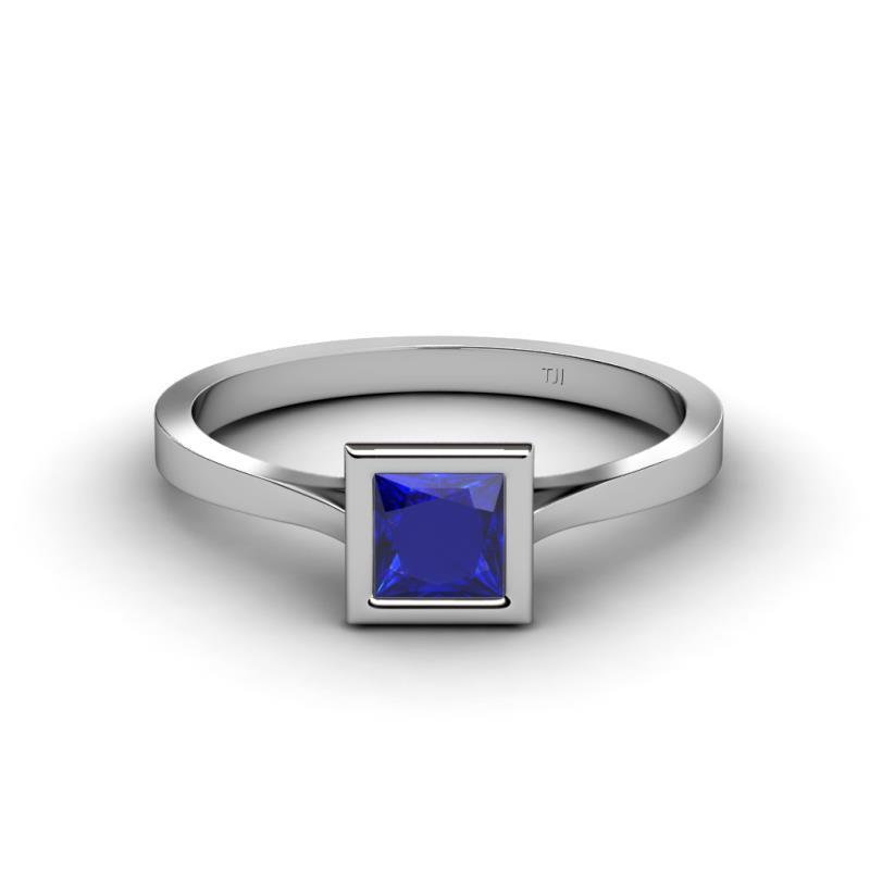 Elcie Princess Cut Created Blue Sapphire Solitaire Engagement Ring 