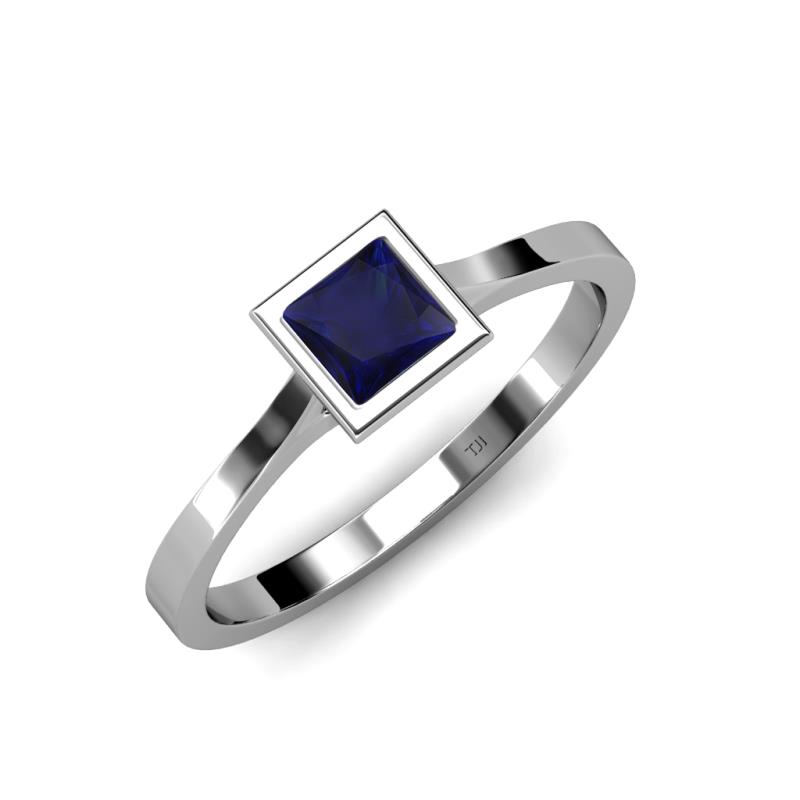 Elcie Princess Cut Created Blue Sapphire Solitaire Engagement Ring 