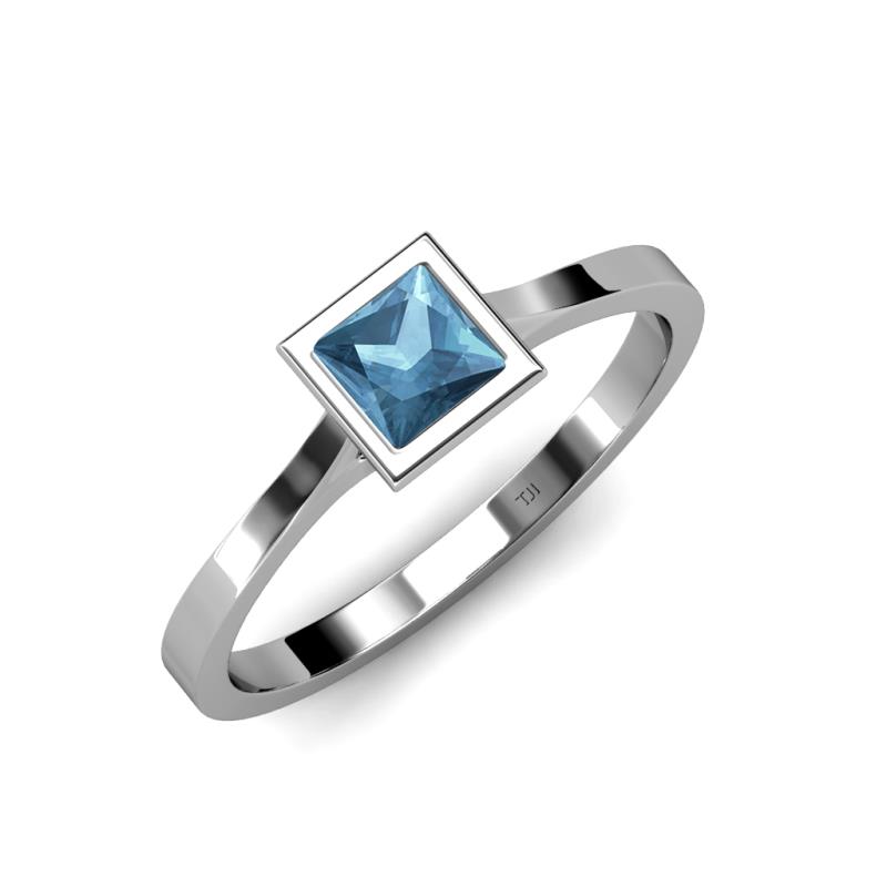 Elcie Princess Cut Blue Topaz Solitaire Engagement Ring 