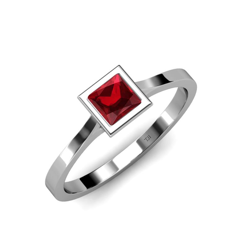 Elcie Princess Cut Lab Created Ruby Solitaire Engagement Ring 