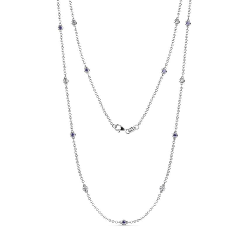 Lien (13 Stn/2.3mm) Iolite and Diamond on Cable Necklace 