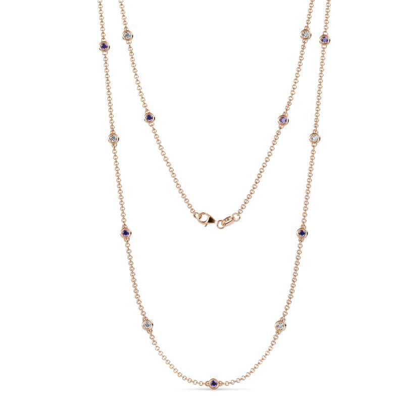Lien (13 Stn/2.6mm) Iolite and Diamond on Cable Necklace 