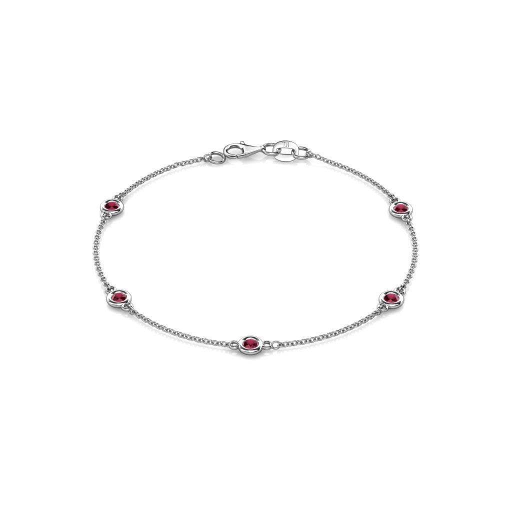 Aizza (5 Stn/3mm) Ruby Station Bracelet 
