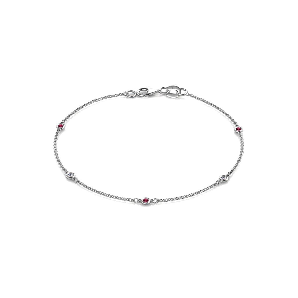 Aizza (5 Stn/2mm) Ruby and Diamond Station Bracelet 