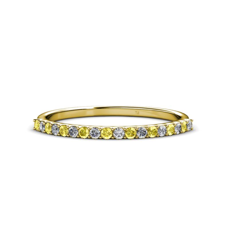 Iskra 1.50 mm Round Yellow Sapphire and Diamond 18 Stone Wedding Band 