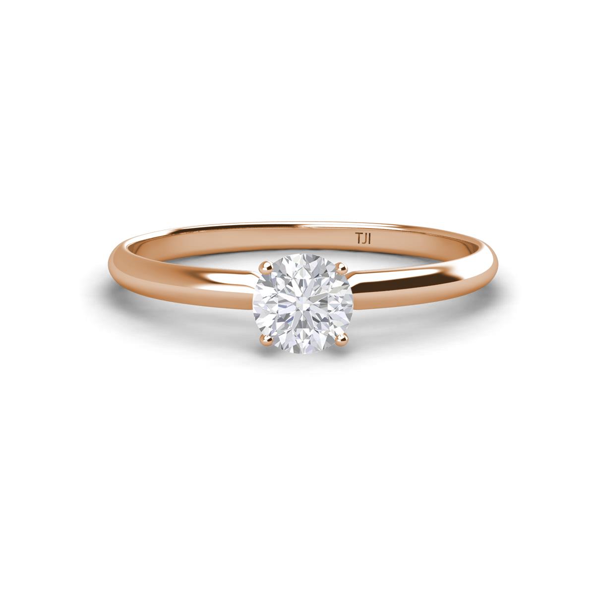 Solus Round White Sapphire Solitaire Engagement Ring  