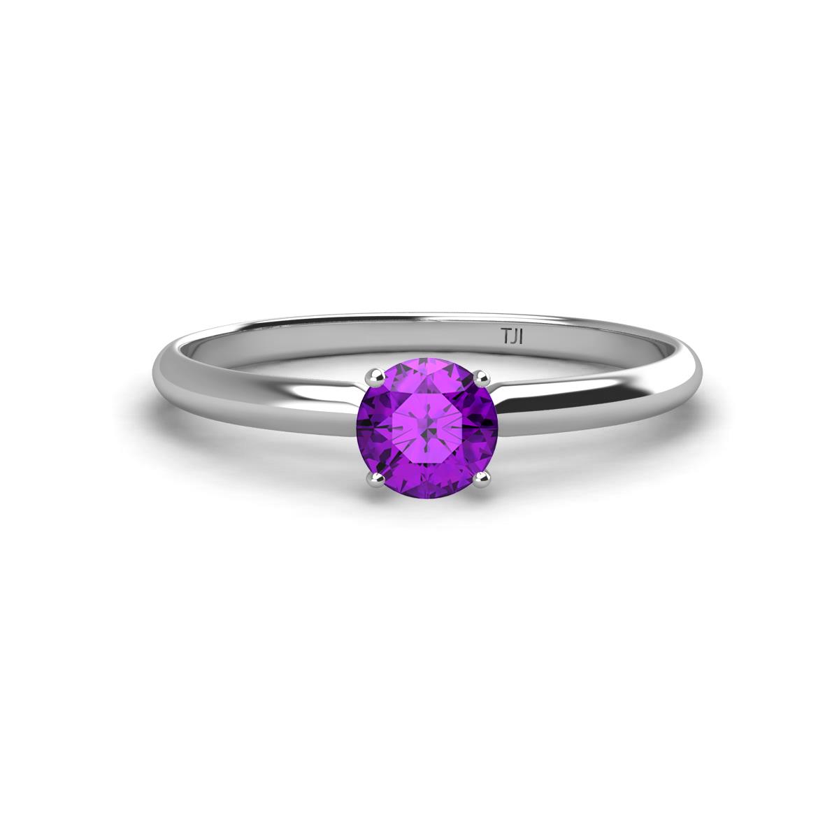 Solus Round Amethyst Solitaire Engagement Ring  