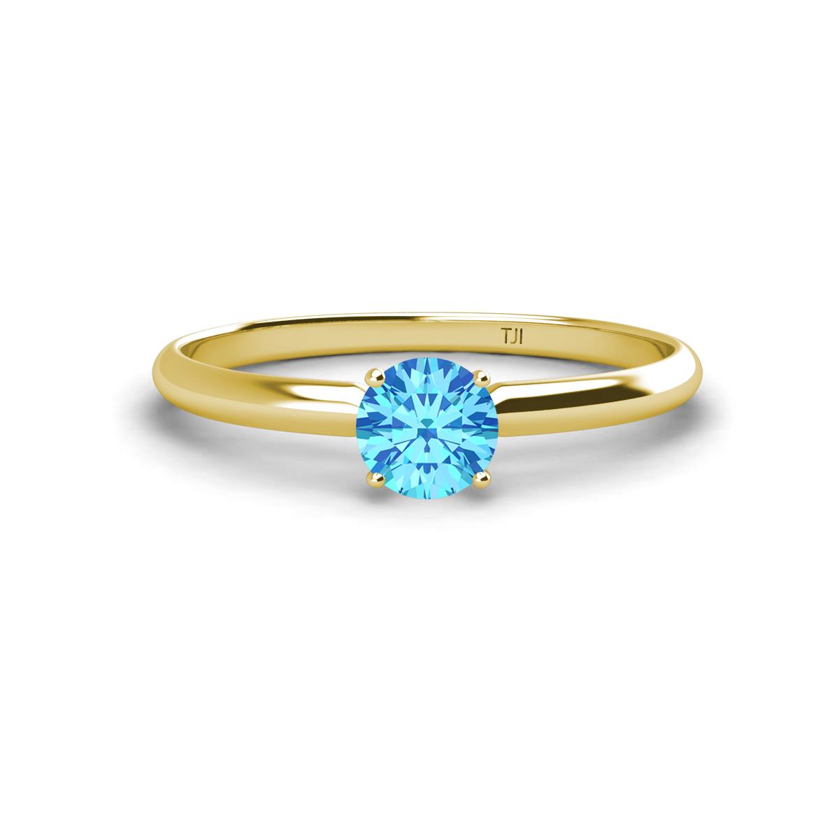 Solus Round Blue Topaz Solitaire Engagement Ring  