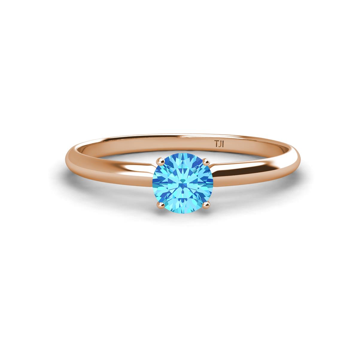 Solus Round Blue Topaz Solitaire Engagement Ring  