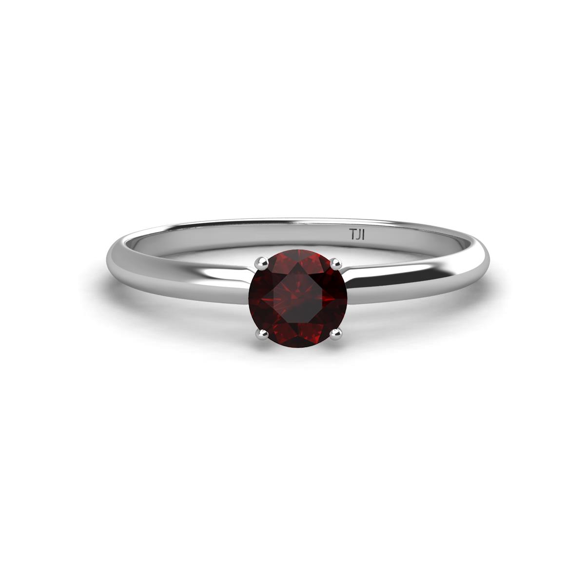 Solus Round Red Garnet Solitaire Engagement Ring  