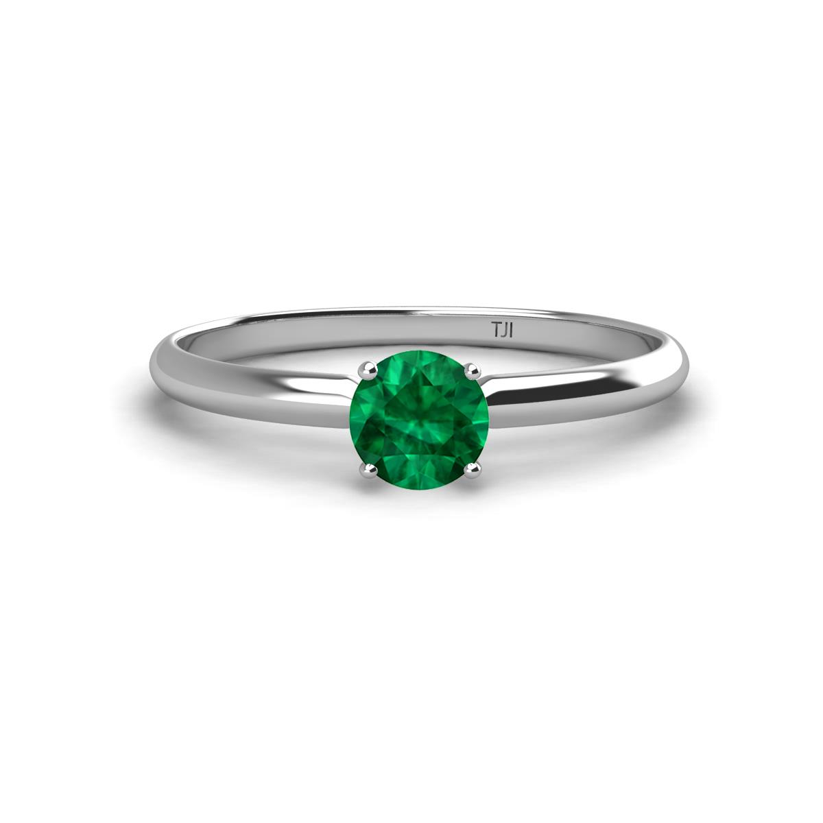 Solus Round Emerald Solitaire Engagement Ring  