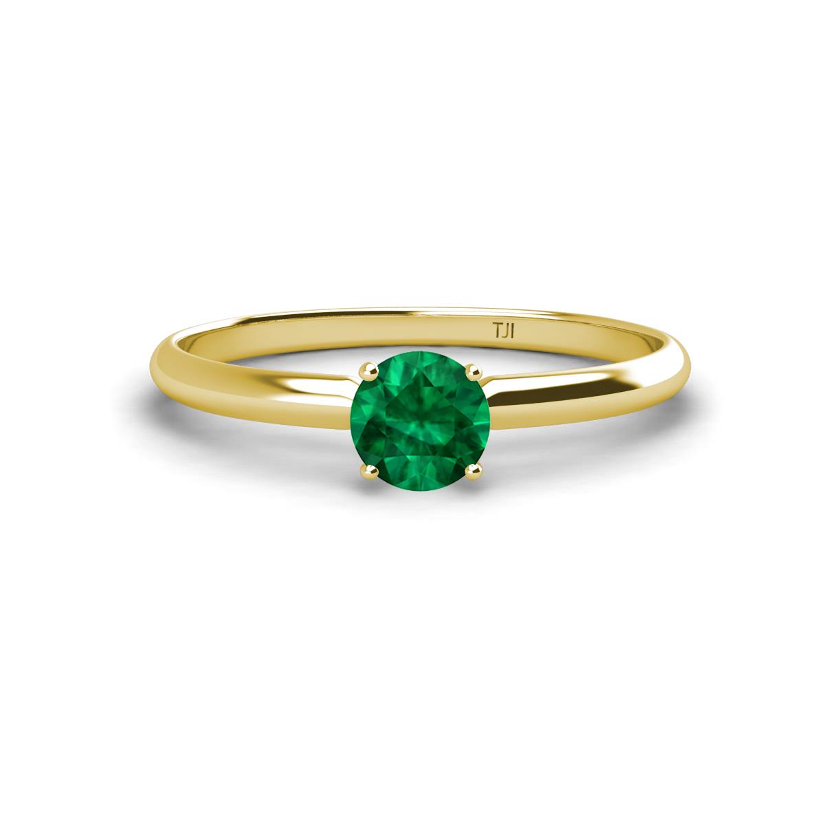 Solus Round Emerald Solitaire Engagement Ring  