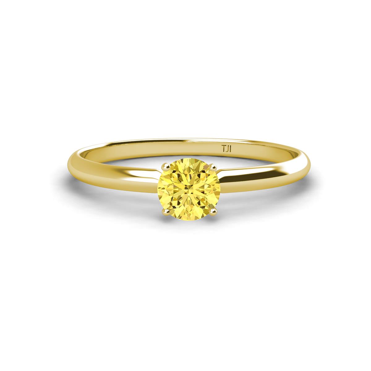 Solus Round Yellow Sapphire Solitaire Engagement Ring  