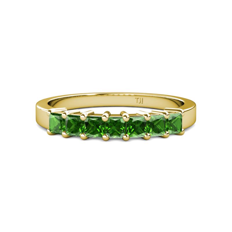 Evia 0.91 ctw Green Garnet (3.00 mm) Seven Stone Wedding Band 