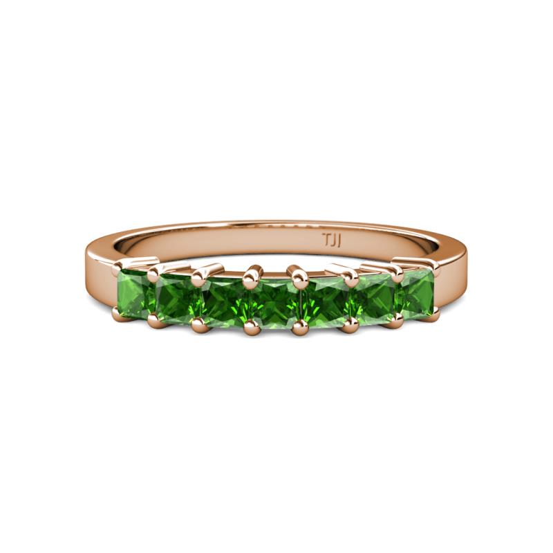 Evia 0.91 ctw Green Garnet (3.00 mm) Seven Stone Wedding Band 