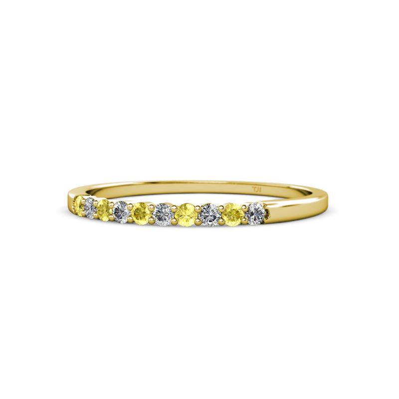 Clara 1.80 mm Yellow Sapphire and Diamond 10 Stone Wedding Band 