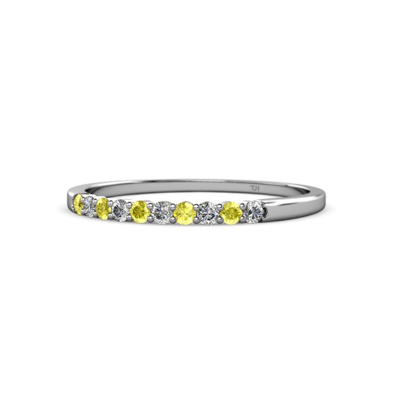 Clara 1.80 mm Yellow and White Diamond 10 Stone Wedding Band 