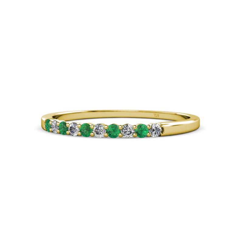Clara 1.80 mm Emerald and Diamond 10 Stone Wedding Band 