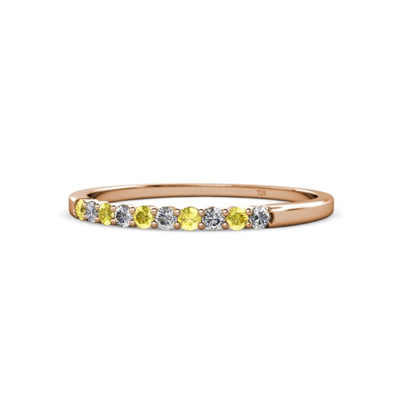 Clara 1.80 mm Yellow Sapphire and Diamond 10 Stone Wedding Band 