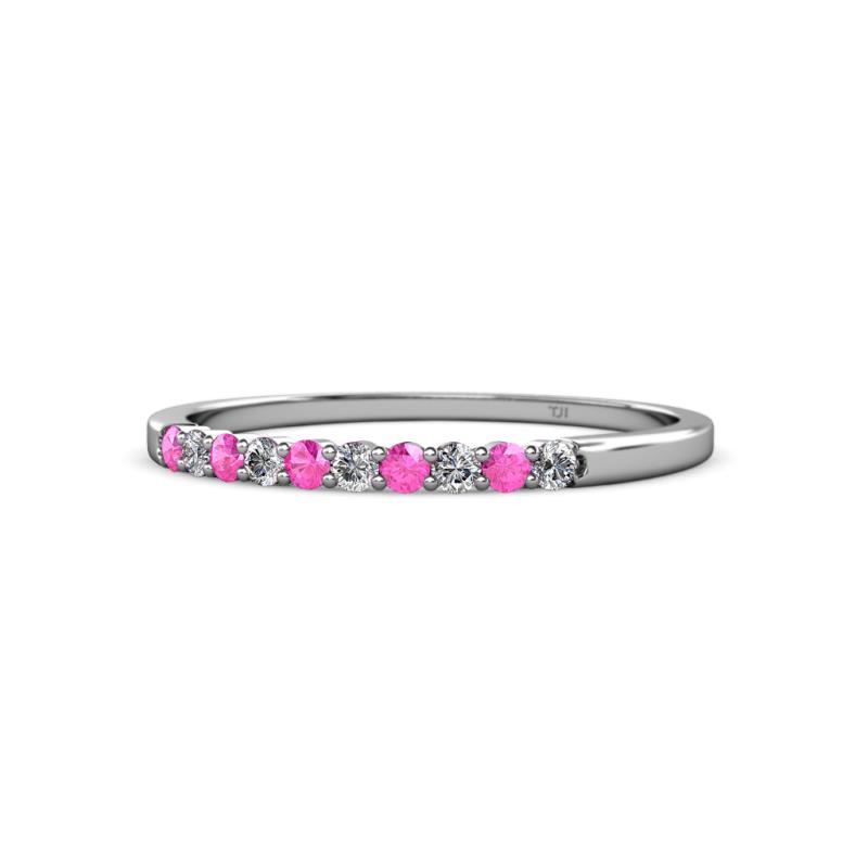 Clara 1.80 mm Pink Sapphire and Diamond 10 Stone Wedding Band 