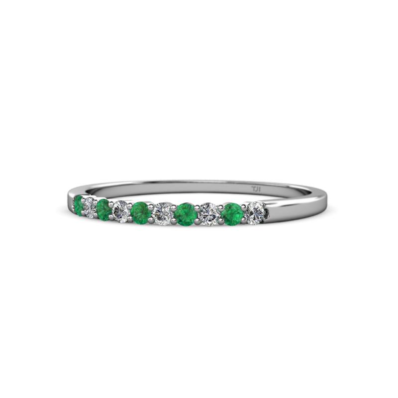 Clara 1.80 mm Emerald and Diamond 10 Stone Wedding Band 