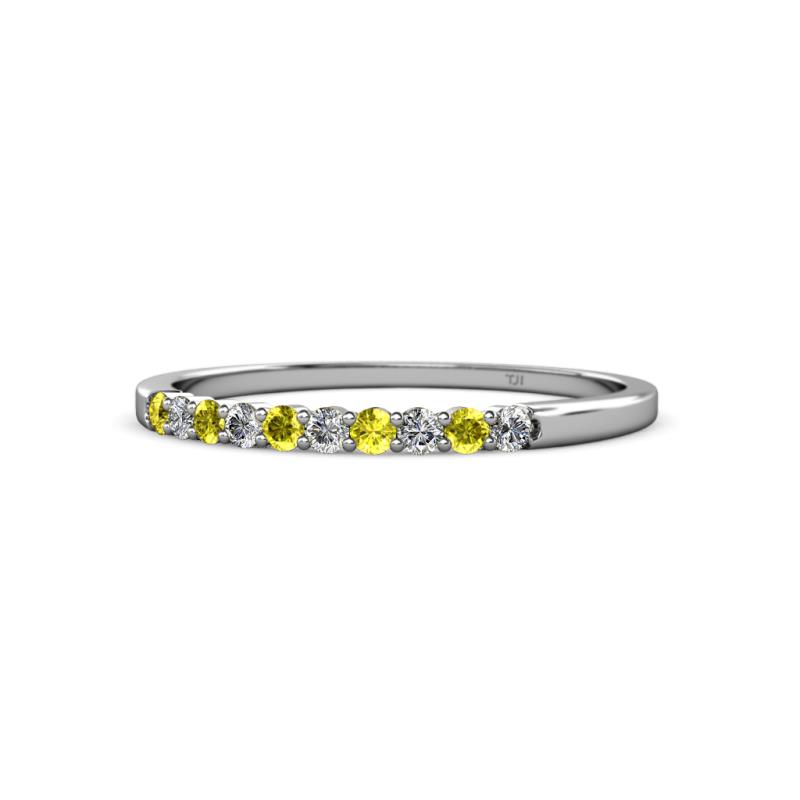 Clara 1.80 mm Yellow and White Diamond 10 Stone Wedding Band 