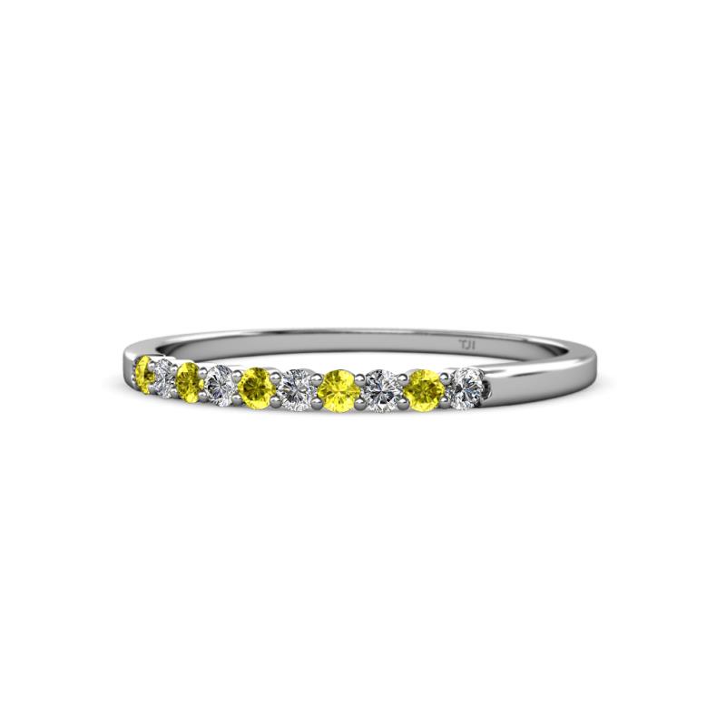 Clara 2.00 mm Yellow and White Diamond 10 Stone Wedding Band 