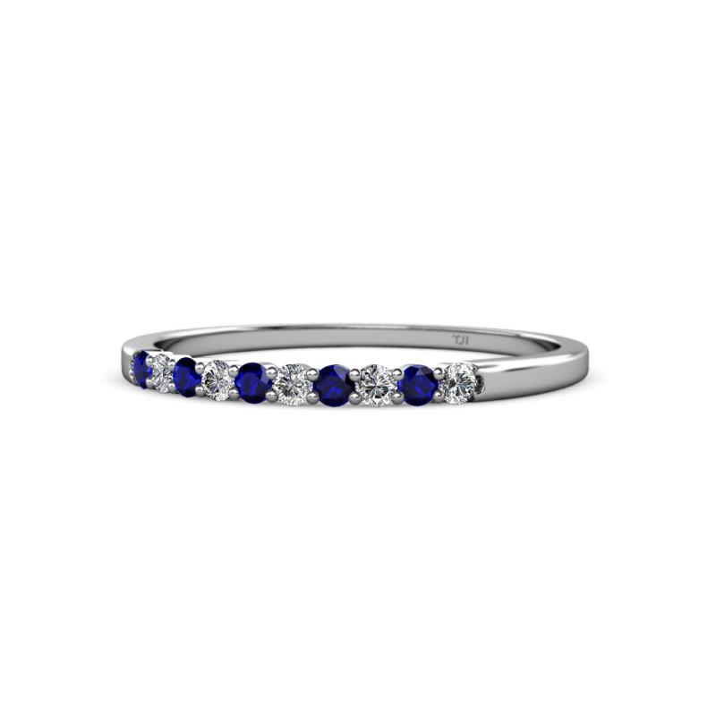 Clara 2.00 mm Blue Sapphire and Diamond 10 Stone Wedding Band 