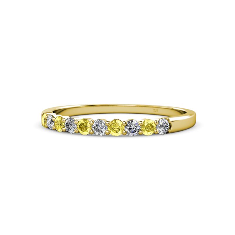 Clara 2.40 mm Yellow Sapphire and Diamond 10 Stone Wedding Band 