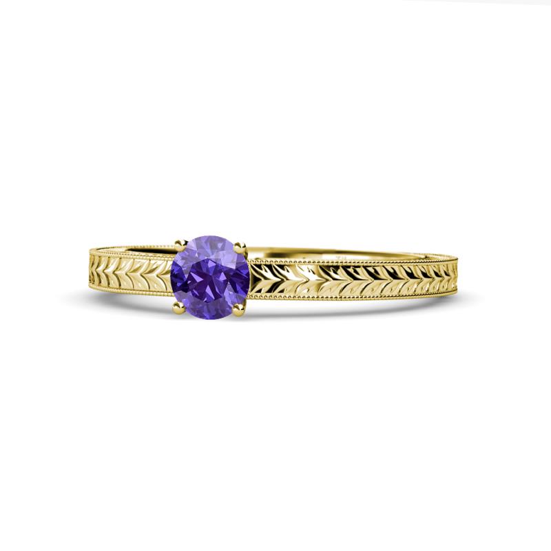Aine 6.50 mm Round Iolite Solitaire Engagement Ring 